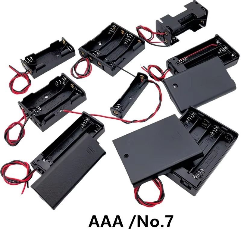 Battery Case Storage - 10 個 AAA/No.7 バッテリー収納ケーススイッチカバーケーブル付き黒赤接続ワイヤーバッテリーコンパートメント DIY おもちゃバッテリーホルダー