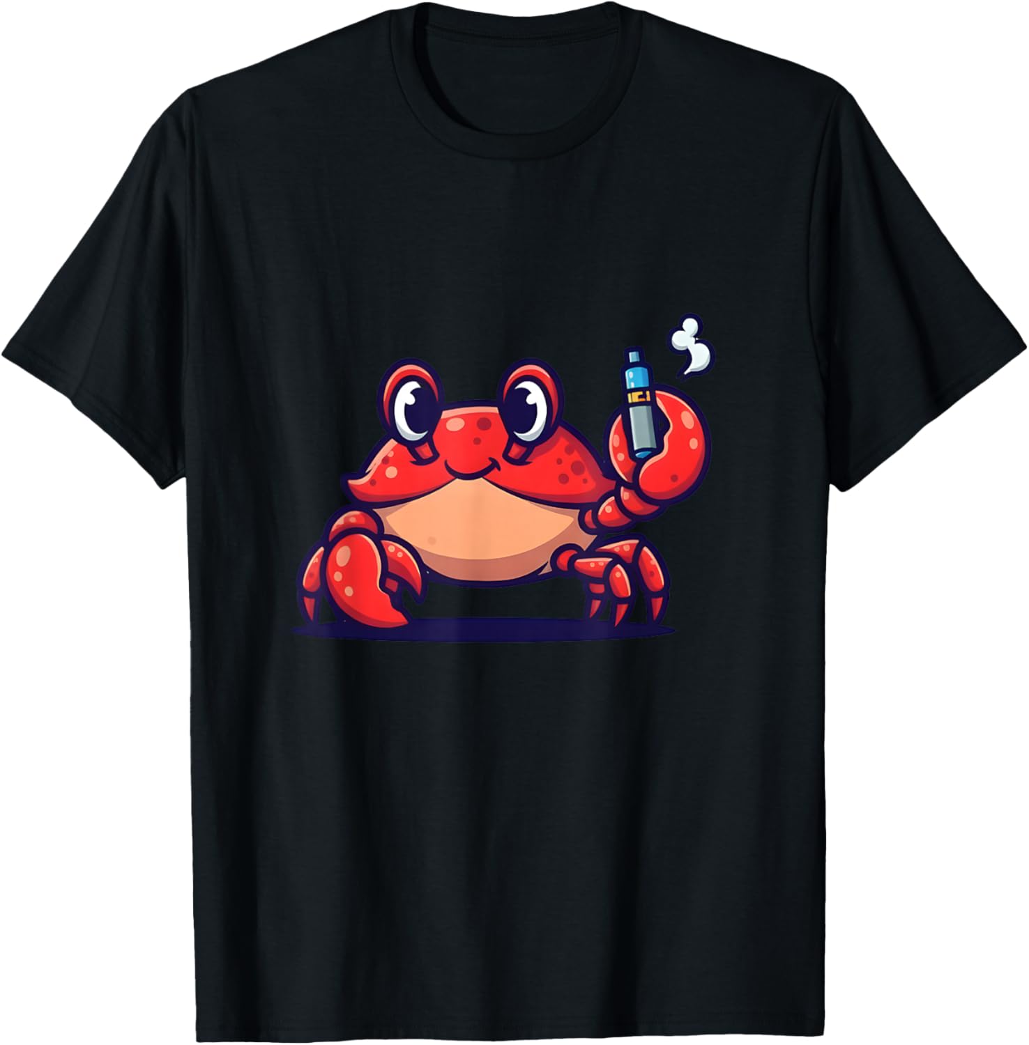 Vaping Shop - 面白い漫画のカニが電子タバコを吸っている ヒップスターグラフィックTシャツ メンズファッションTシャツ