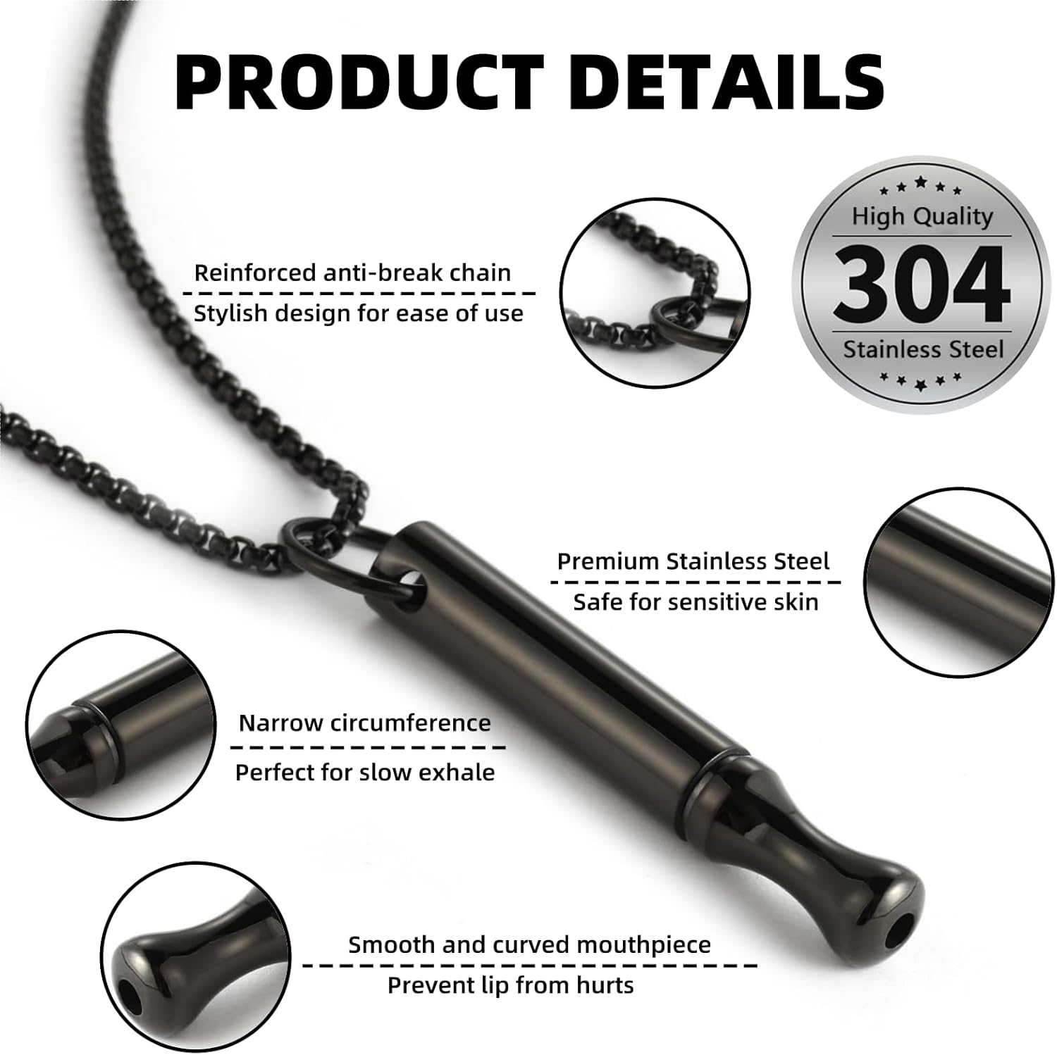 チタン鋼呼吸ネックレス 不安軽減 ブレスリンク 禁煙 ベイプ - Accessories For Vaping のレビューと価格
