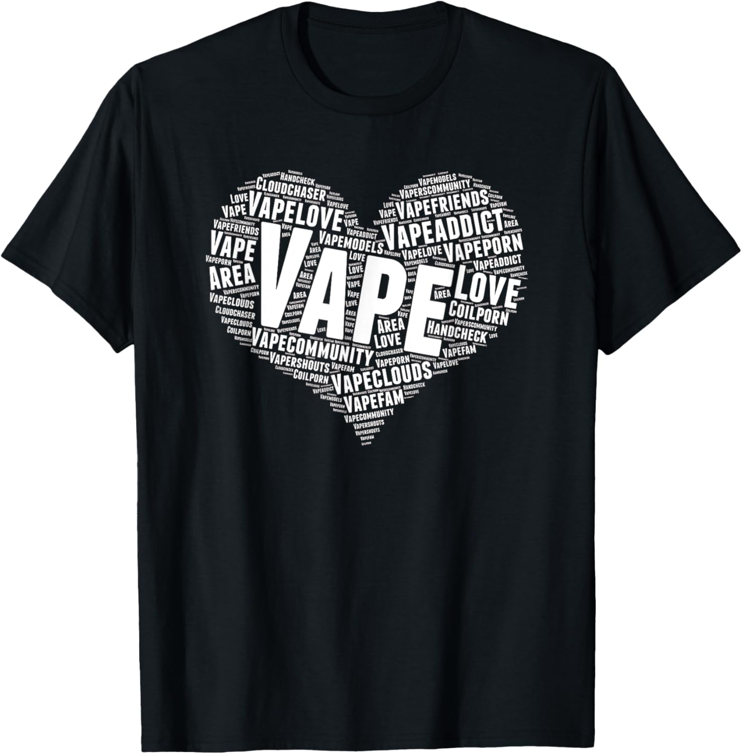 Vape Heart Word Cloud グラフィック T - Vaping Shop のレビューと価格